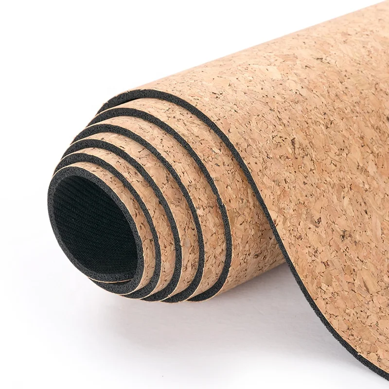 

Wholesale lightweight extra long custom non slip double layer 100% natural cork rubber yoga mat