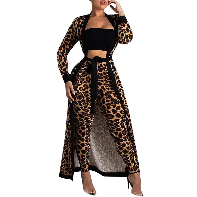 

81129-MX20 2 piece comforter sets leopard print romper women with long coat