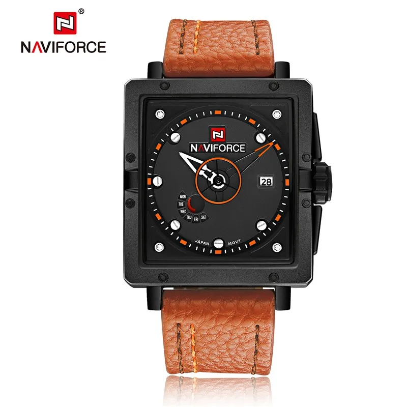 

New NAVIFORCE 9065 Fashion Men Luxury Brand Men's Quartz Watch Date Waterproof Sport Man Clock Army Military Square Analog Watch