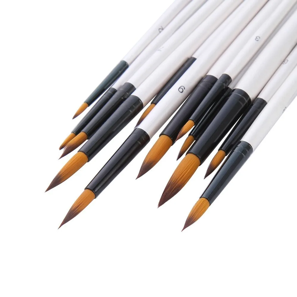 High Quality 12 Pieces Artist Fine Paint Brush Round Artist For Acrylic ...