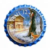 Creative metal beer bottle cap wall clock round shaped