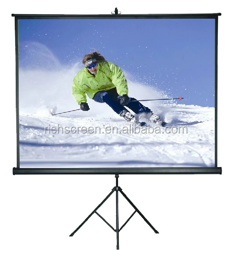 

100" 16:9 80"x80" 200x200 Tripod Projection Screen Manual Electric Projector Screen Fixed Frame Floor Screen Wall Mount Pull, Black