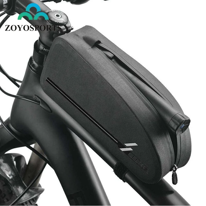 

OEM Bike Accessories Large Capacity MTB Road Cycling Pannier Waterproof Top Front Tube Bicycle Frame Bag, Black