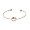 Simple Design Rose Gold Plating Love Knot Stretch Bangle For Women