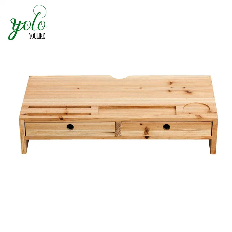 Desk Accessories Workspace Organizers Wood Monitor Stand With