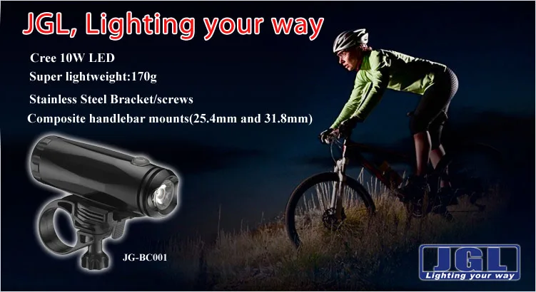 china factory led bicycle helmet light 10w rechargeable mountain bike light