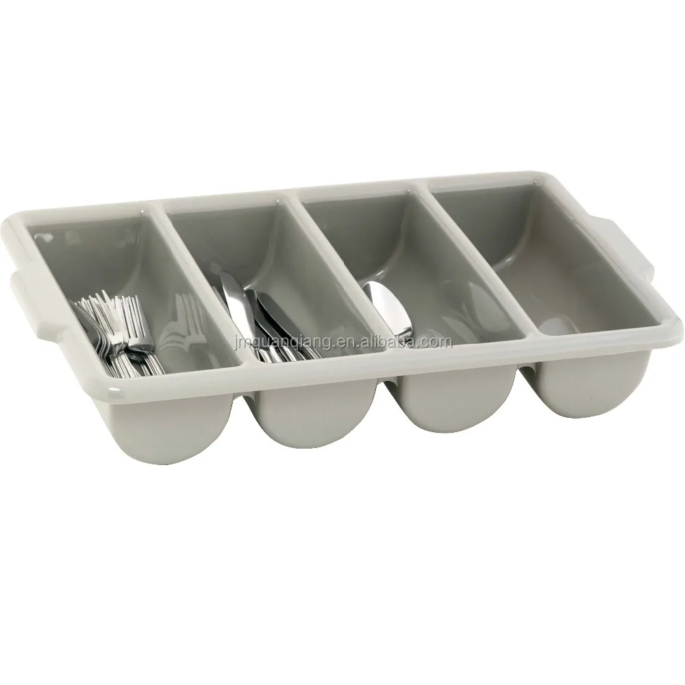 4 Compartment Cutlery Plastic Storage Box Cutlery Tray Divider Flatware Bin