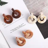 

Earrings for women 2018 Tortoiseshell hoop Earrings Acrylic Circle Stitching Earrings