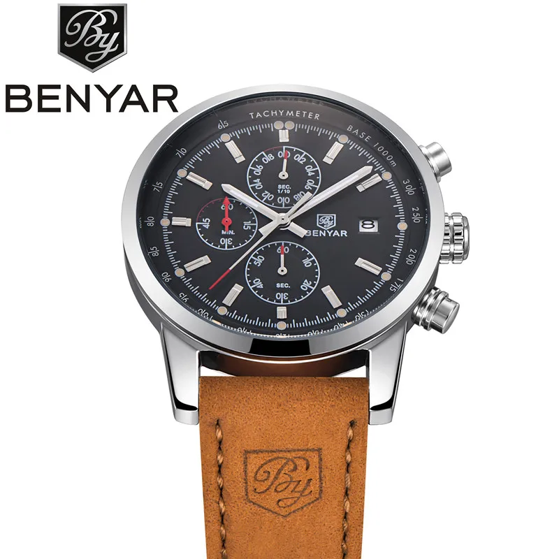 Top brand Benyar mens fasion sport quartz Chronograph  Wrist Watch