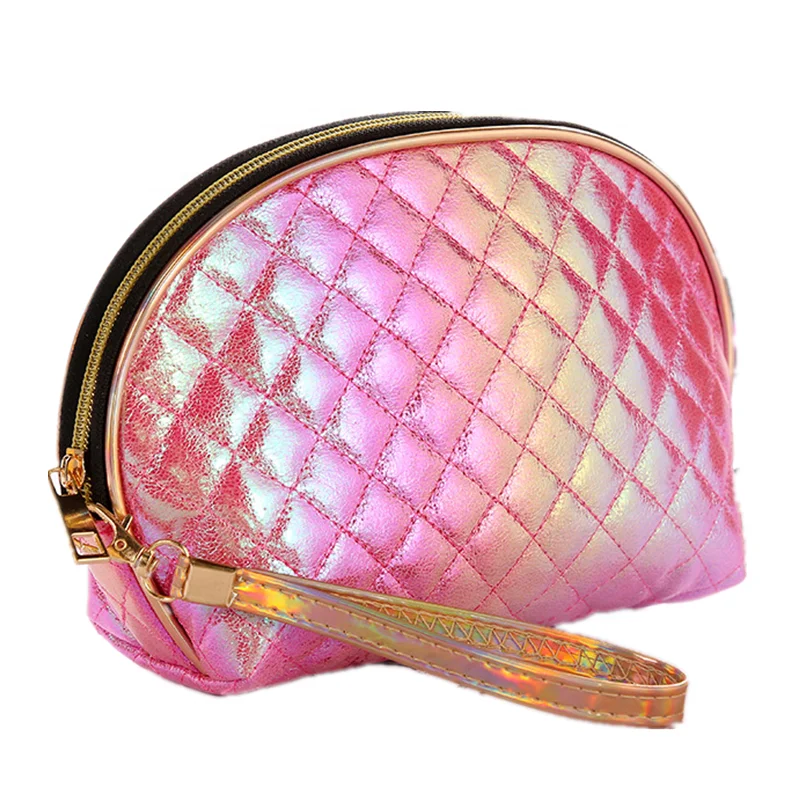 

Glitter Ladies Dumplings Necessaires Leather Clear Makeup Cosmetic Bag, White, purple, blue, pink, rose red, navy