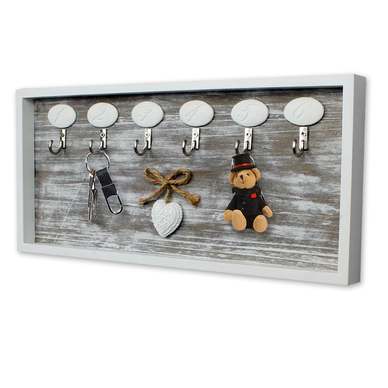 

Chic Wall Mounted Hanging Holder Key Rack Hooks, Whitewash