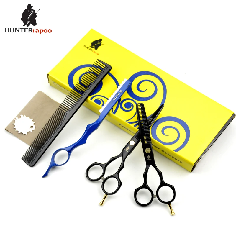 

HUNTERrapoo 5.5 inch hair cutting scissors thinning shears kit stainless steel barber scissors set for hairdresser