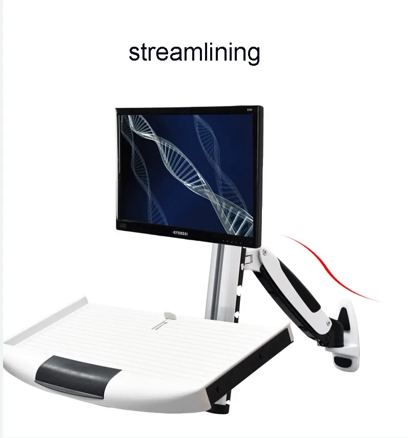 Wall Mount Sitstand Monitor+keyboard Holder Gas Spring Arm Ergonomic