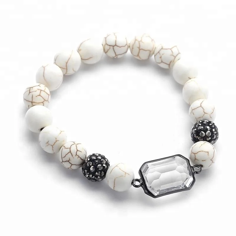 

Popular Beautiful Energy Bracelets Fashion White Stones Crystal link Pave Ball Women Bracelet