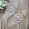 8.9" Crystal Rhinestone Applique Bridal Applique for Wedding Gown Trimming Bridal Sash Rhinestone Patch AP12801