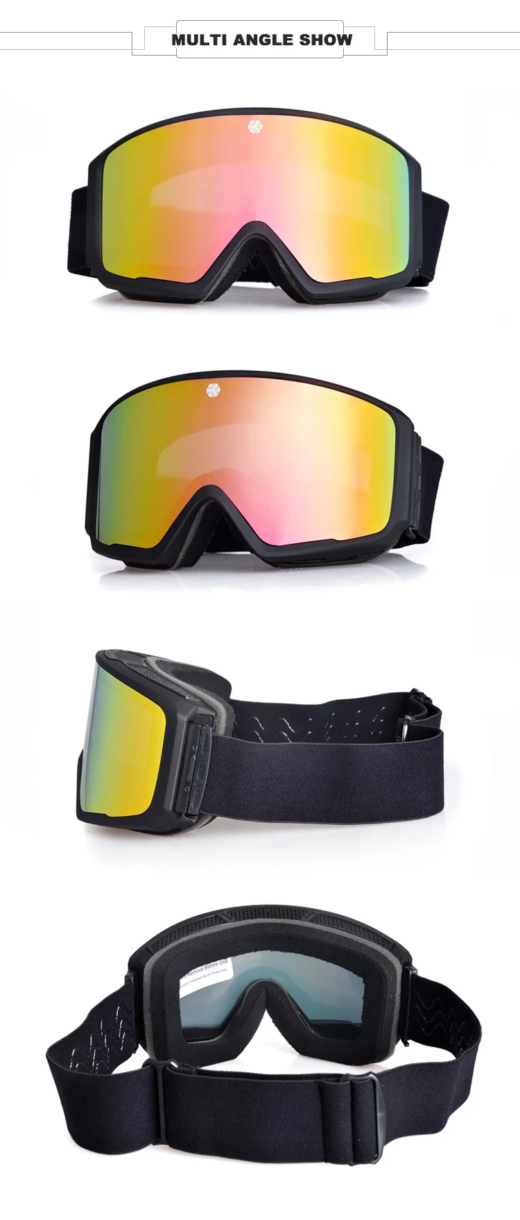 Black Frame Lens Custom Any Color Lens Ski Goggles Snowboard