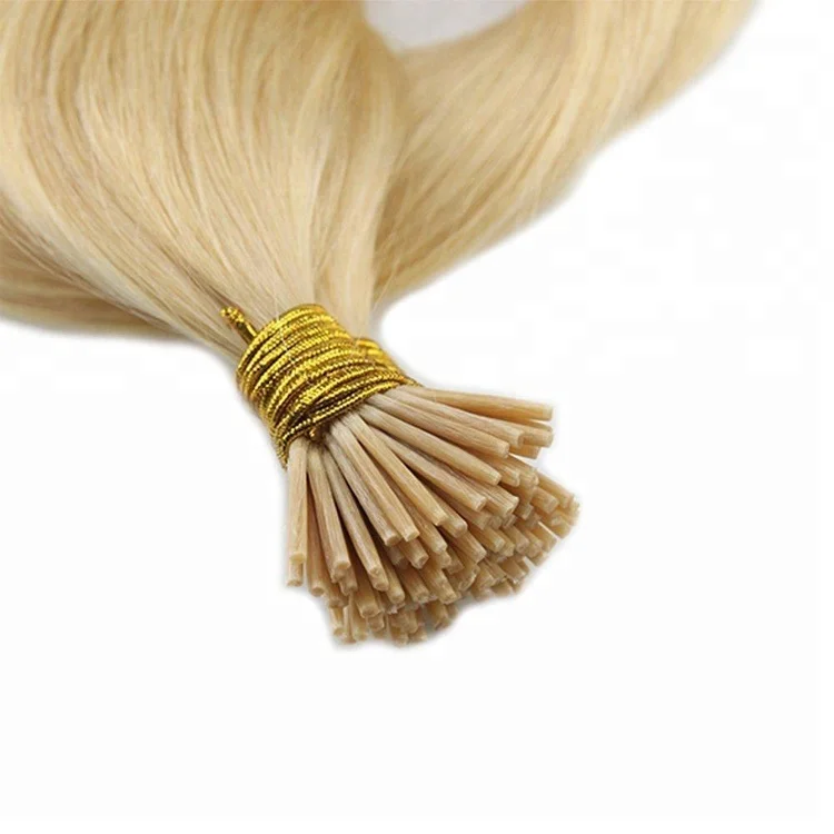 

Unprocessed 6A 7A 8A 9A 10A gray remy silk strand virgin #613 50g i tip curly flat tip hair extension