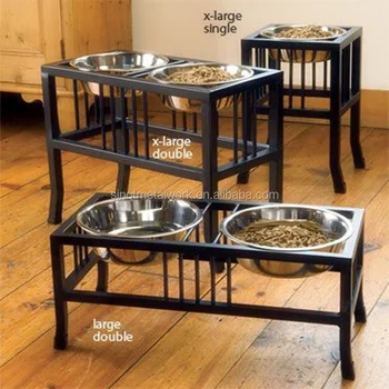 2016 Fashion Design Forged Iron Elevated Tall Dog Feeder Bowl
