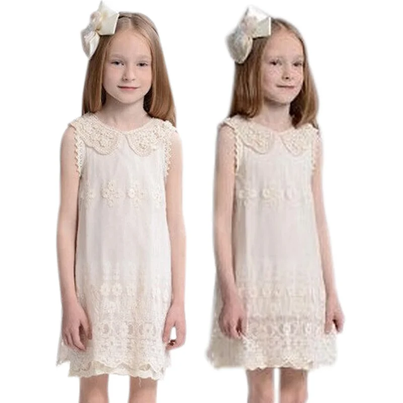 

Hot Sell Chinese Girls Beautiful White Sleeveless Lace Party Dress, As picture