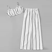 

Summer new style women casual striped cami top with pants 2 piece sets