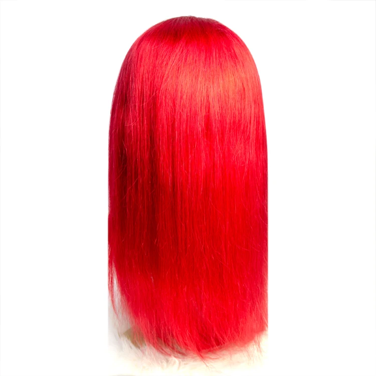 

Fast shipping Brazilian red lace wig 180%density colored colored bob wig human hair With Baby Hair