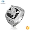 Men or boys silver finger rings pave white eagle meaning power