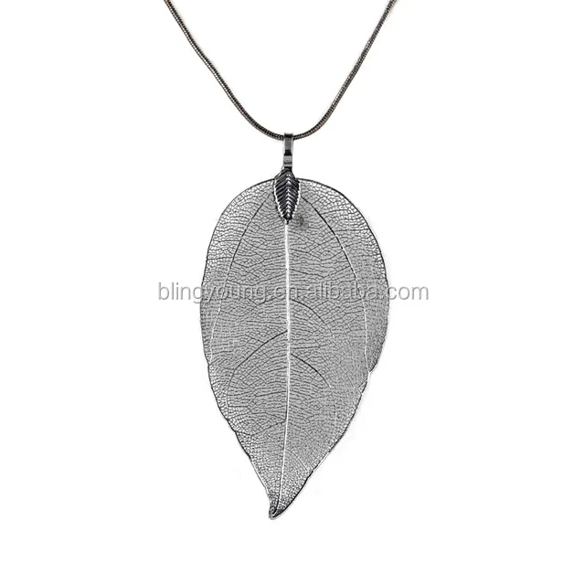 

long chain jewelry real leaf pendant necklace, As per customer's requirement