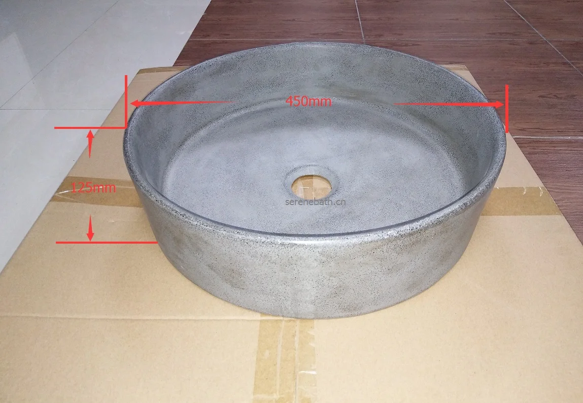 Concrete Cement Sanitary Ware Manufacturer Hotel Bathroom Round Grey