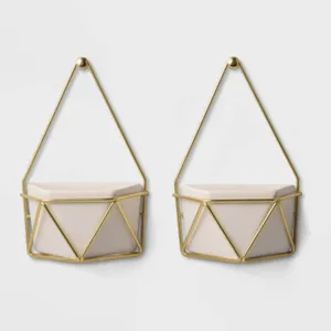 Image of Geometric 2 Pack Set Hanging Wall Planter