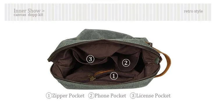 Custom Vintage Waxed Canvas Leather Mens Travel Toiletry Bag Wholesale ...