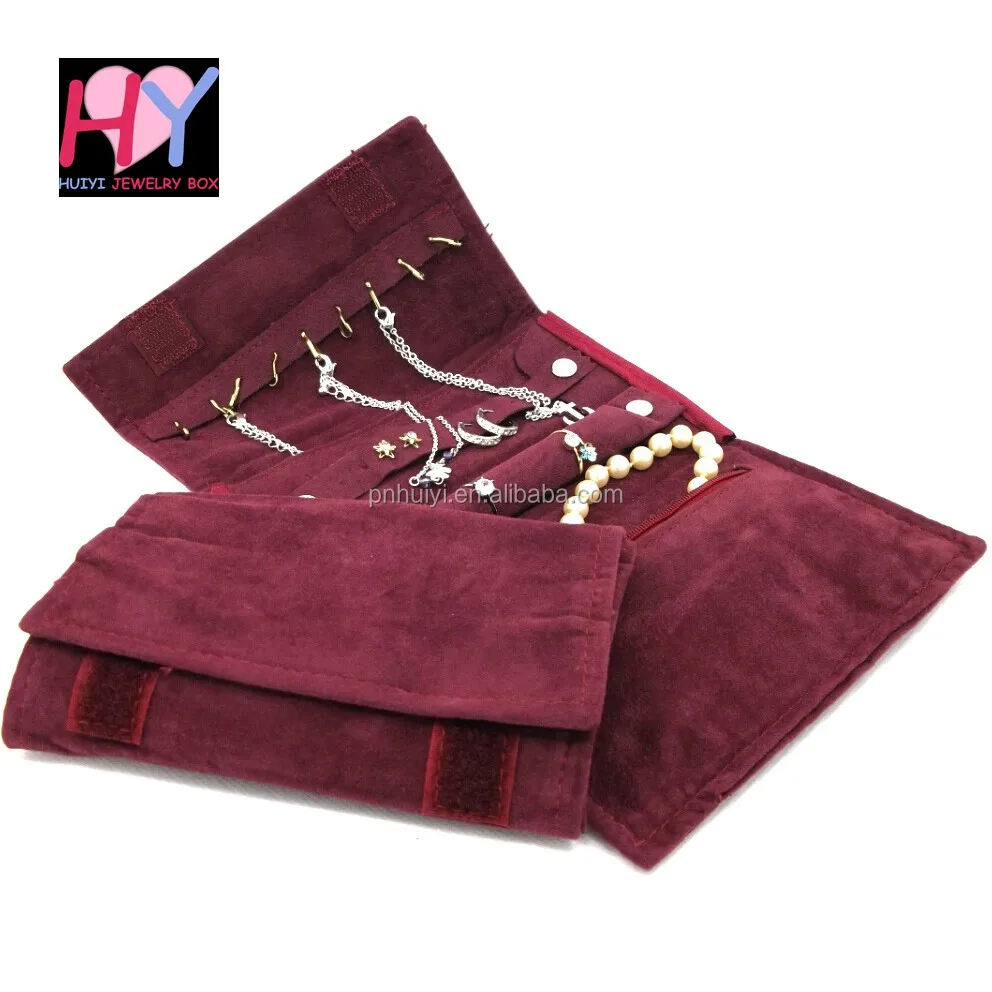in stock Wholesale fashion velvet jewelry roll bag for gift storage