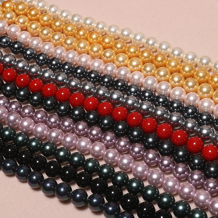 

6Mm 8Mm 10Mm 12Mm Pink Red Gold Shell Pearl Strands Natural Shell Beads