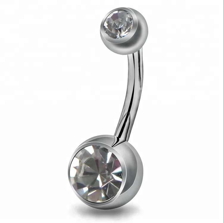 

G23 Titanium Double Gem Navel Piercing Belly Button Ring