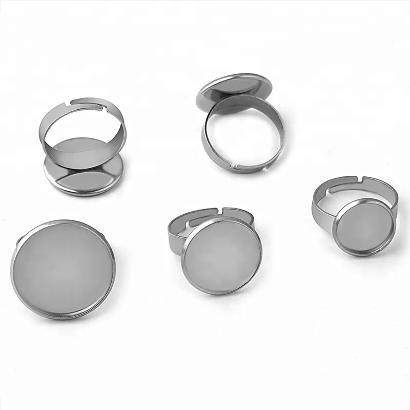 

No Fade Stainless Steel Adjustable Ring Settings Blank BaseFit 10mm-25mm Glass Cabochons Ring Bezels, N/a