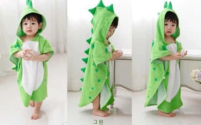 100% cotton fabric dinosaur baby hooded towel Lovely and close skin for Baby Boy and Girl stock made in china