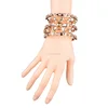 Women Clear Elastic Adjustable Stretch Wide Hollow Cuff Crystal Bangle