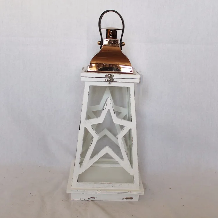 New Reustic Tall Hanging Wooden And Metal Lantern Candle Holder Metal Lantern Candle Holder