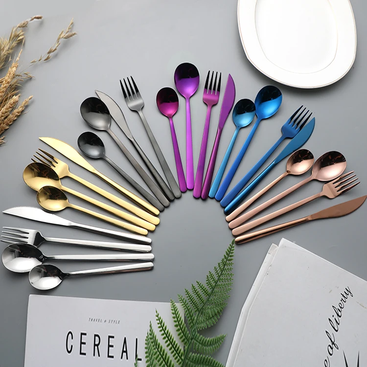 

Wedding 18/10 stainless steel gold cutlery set with small spoon fork and knifehotel reusable polishing golden cutleryflatware