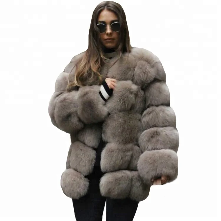 

2018 Winter Furs Hot Fashions Women Winter Coat Clothing Long Grey Faux Fox Fur Jackets Fur Coat