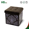 Linen PVC beautiful flower vine printing folding storage stool