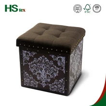 Linen PVC beautiful flower vine printing folding storage stool
