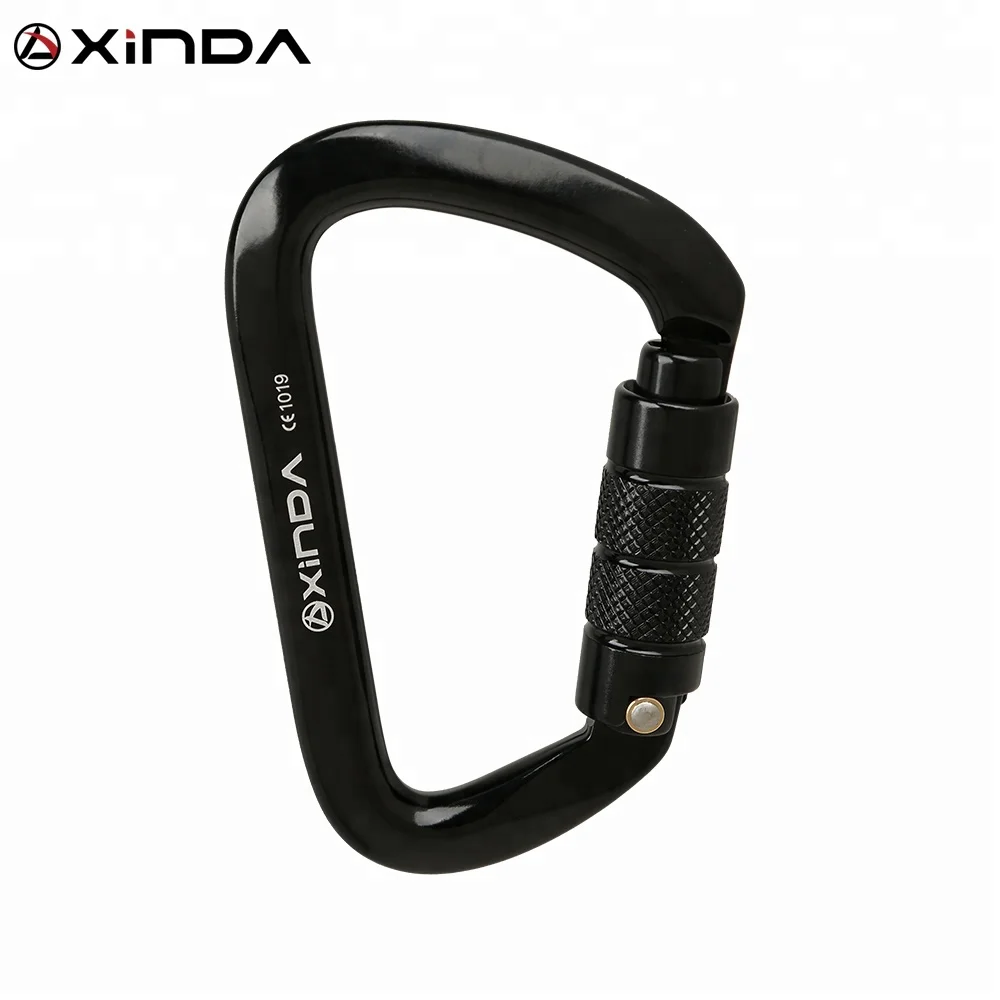 

XINDA D-shaped screw locking and auto locking carabiners CE certified 28kN for rock climbing 7075 aluminum, Multi