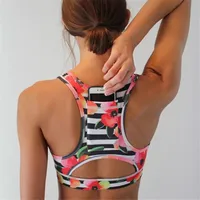 

Sports Bra With Phone Pocket On Back Wire-free High Impact Floral Print Padded Bras For Women Racerback Fitness Yoga Wear