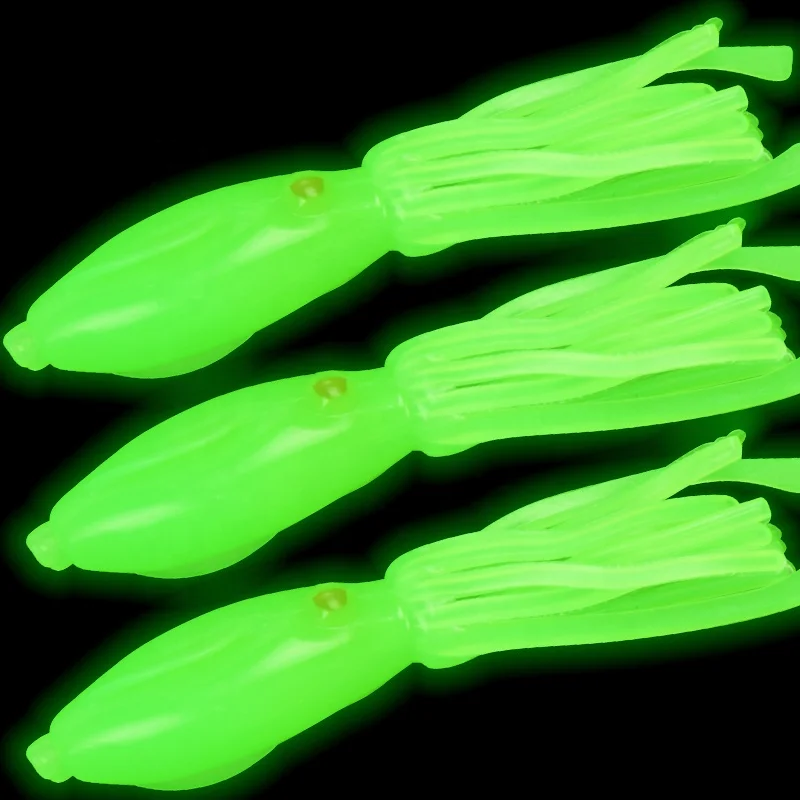 

3Pcs 8cm 5.6g Wobblers jig Swimbait Artificial Silicone Soft Bait luminous squid Soft Fishing Lure