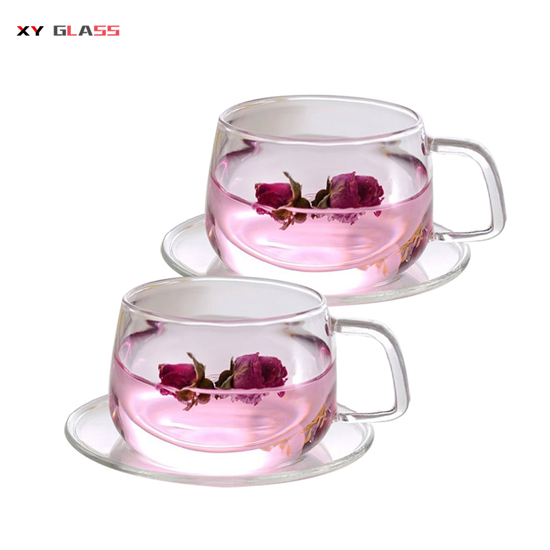 

modern classical exquisite Home goods coffee pyrex glass cup and saucer set