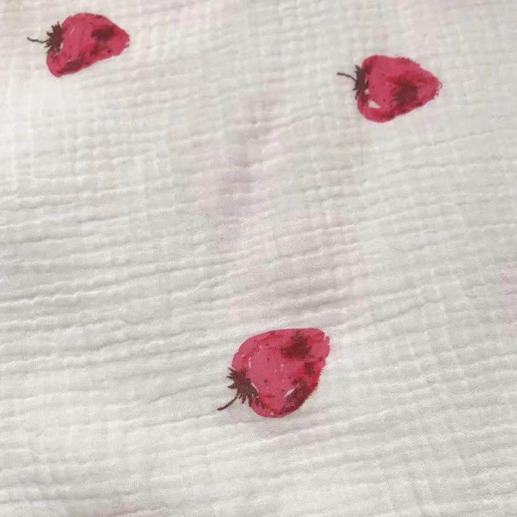 
Wholesale cheap custom pattern 100% cotton gauze crinkle fabric in india for baby 