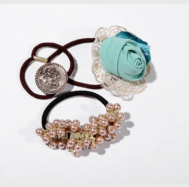 Fancy Flower Decorative Hair Bands For Women Pearl Balls 2 In1