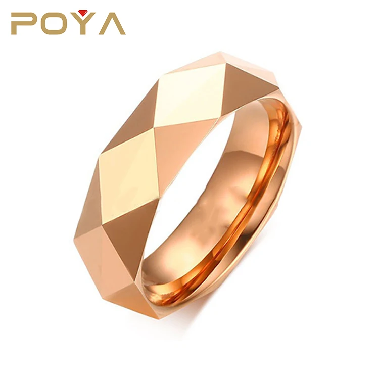 

POYA Jewelry China Manufacturers Wedding Ring Designs Diamond Cut Surface 6mm Tungsten Carbide Ring With Three Colours For Mens