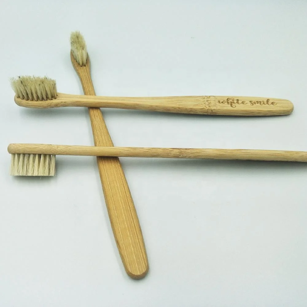 正常竹牙刷的猪鬃毛硬毛竹牙刷成人