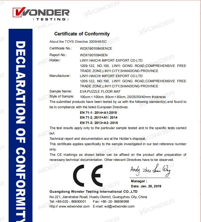 Hot Sale Haichi 2.5cm 3cm 4cm Eva Foam Training Karate Tatami Mats